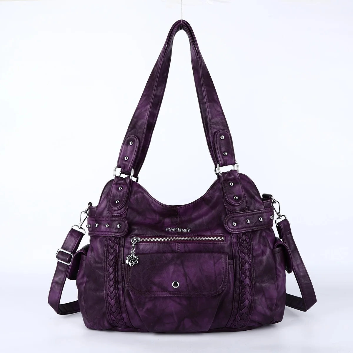Damen-Handtasche aus PU mit Reißverschluss und Mehrfachfächern, ideal für Alltag und Freizeit, Innenfutter aus Polyester