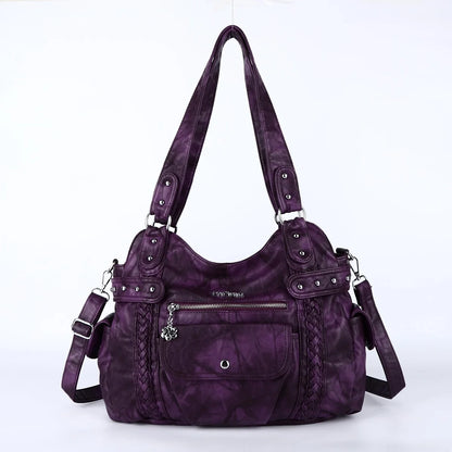 Damen-Handtasche aus PU mit Reißverschluss und Mehrfachfächern, ideal für Alltag und Freizeit, Innenfutter aus Polyester