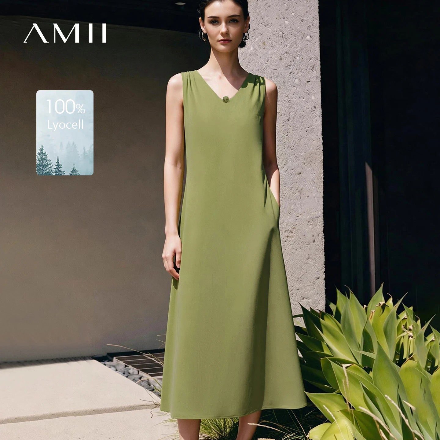 Elegantes Damenkleid Mit Perlendetails Und V-Ausschnitt