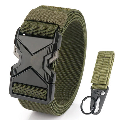 Herren-Taktischer Gürtel aus Nylon mit Elastischem Band und Schnellverschluss 3,8 cm Breite