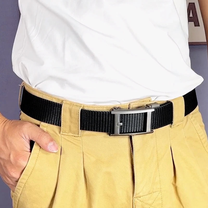 Herren-Wendegürtel Mit Automatik-Schnalle Aus Weichem Nylon Für Alltag Und Freizeit