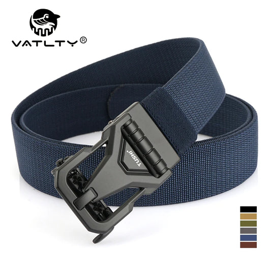 Herren Gürtel Elastisch Verstellbar Blau Mit Automatik-Schnalle Nylon-Stretch Breite 3,8 cm Größe 100–120 cm