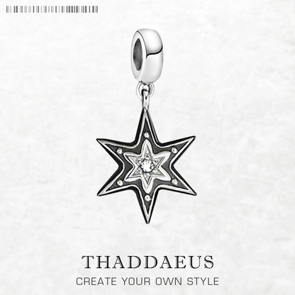 Damen-Charm-Anhänger schwarzer Stern Vintage II aus Sterlingsilber