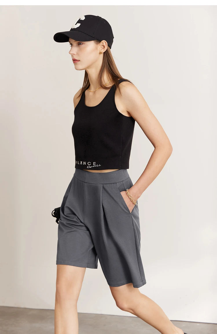 Damen Shorts im Minimalismus-Stil mit elastischer Taille für den Sommer