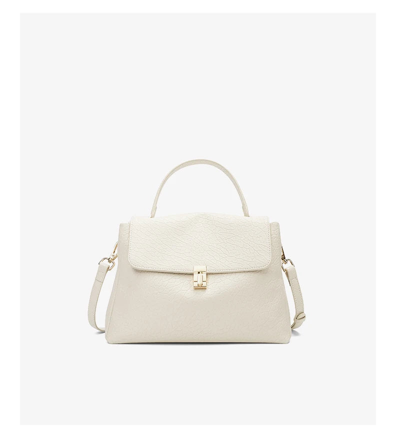 Damen Handtasche aus Leder mit Lychee Pattern Flap Messenger