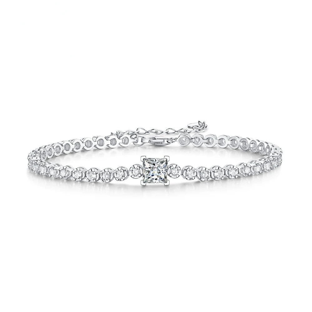 Damen-Tennisarmband Princess Cut mit Moissanit