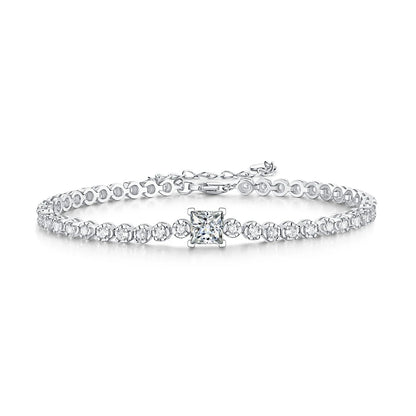 Damen-Tennisarmband Princess Cut mit Moissanit