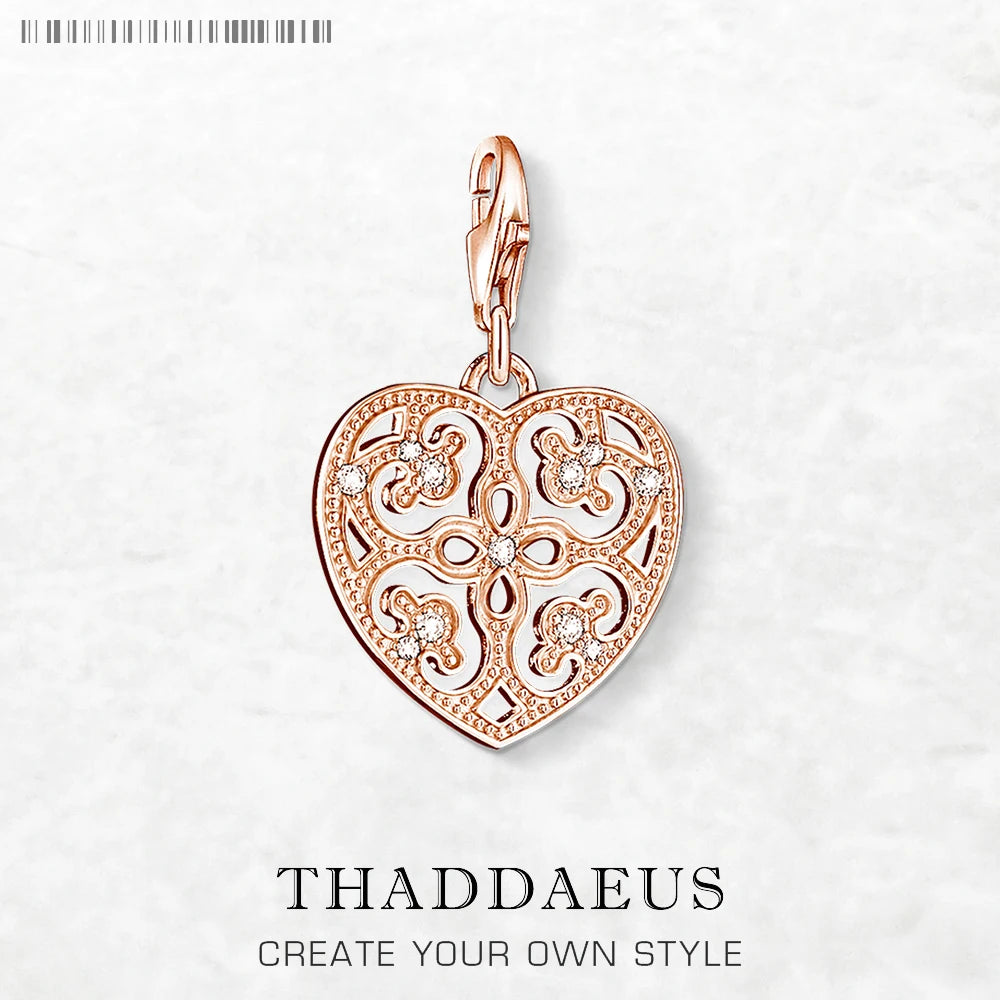Damen-Charm-Anhänger Ornament Herz ethnisch Liebe aus Sterlingsilber