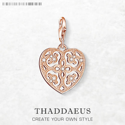 Damen-Charm-Anhänger Ornament Herz ethnisch Liebe aus Sterlingsilber