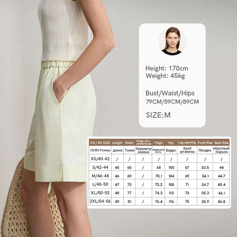 Damen Shorts im minimalistischen Stil mit elastischem Bund und weitem Bein