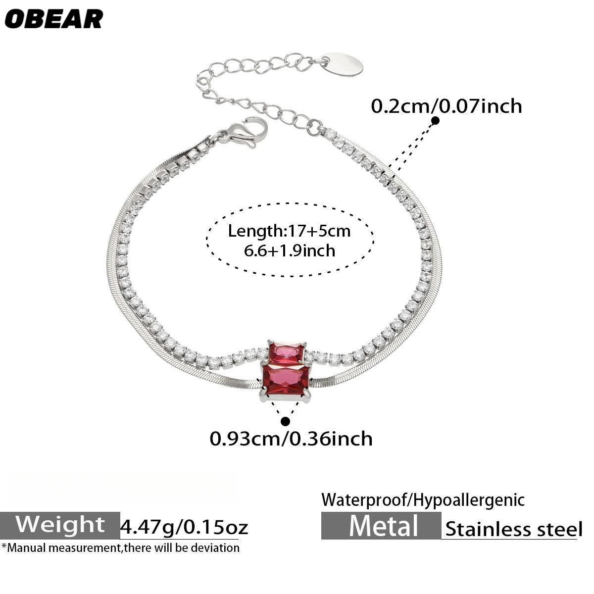 Damen-Armband Baguette-Zirkonia Doppelschicht