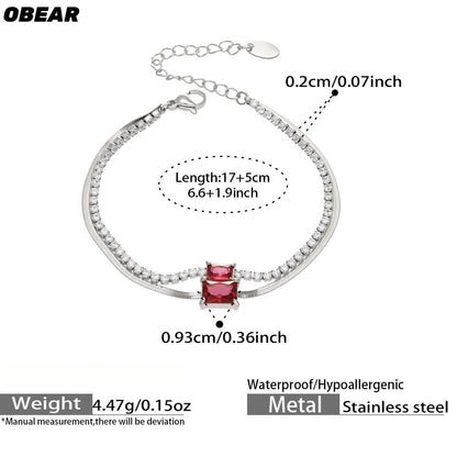 Damen-Armband Baguette-Zirkonia Doppelschicht