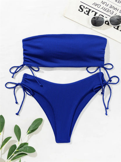 Gestreifter Sexy Bikini für Damen – Zweiteiliges Badeanzug-Set für Strand und Pool