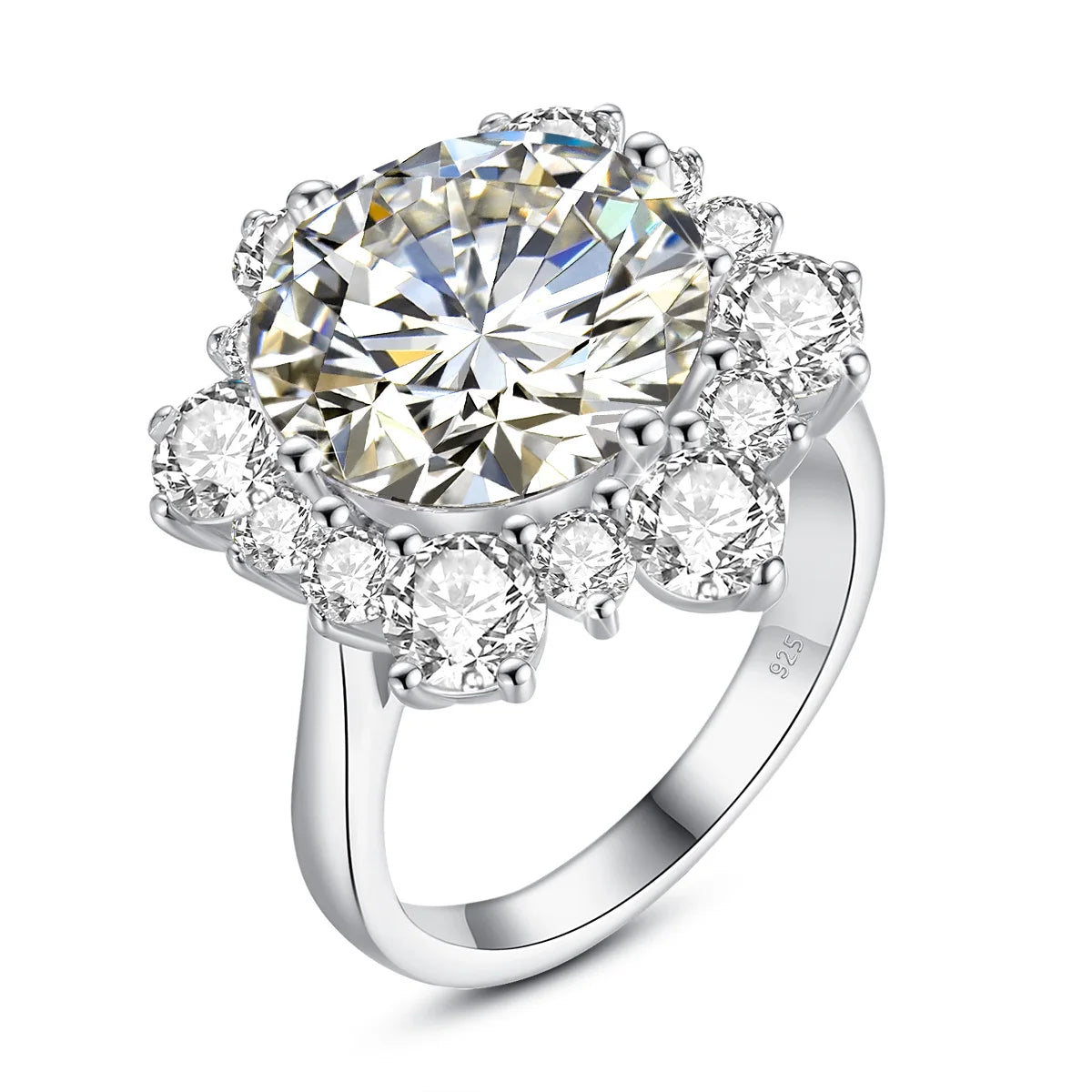 Damen-Ring Moissanit 8ct Rundschliff 13mm Zertifiziert für Verlobung oder Hochzeit