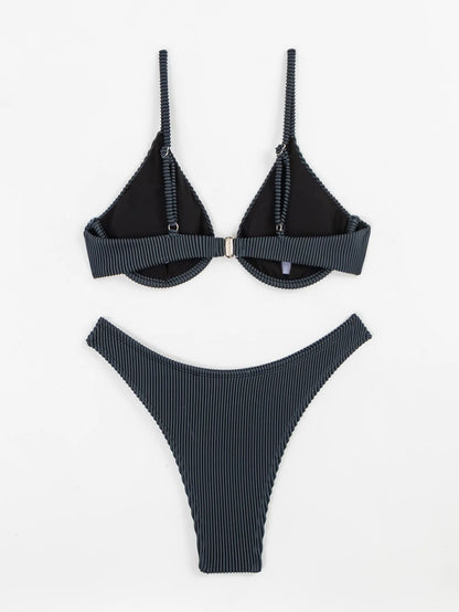 Sexy Bikini-Set für Damen in Unifarben – Brasilianischer Stil für Strand und Badevergnügen