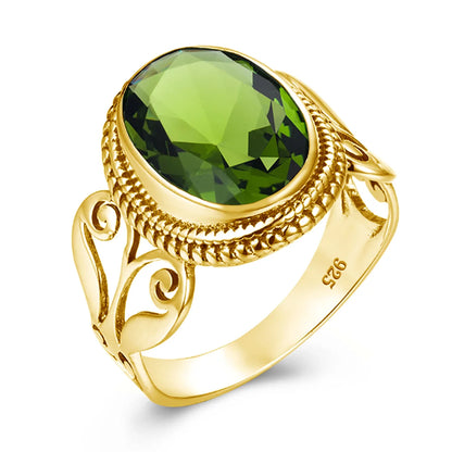 Damen-Ring Aus Sterling Silber Mit Ovaler Rainbow Fire Mystic Topaz Stein 10x16mm Goldtone Schmuck