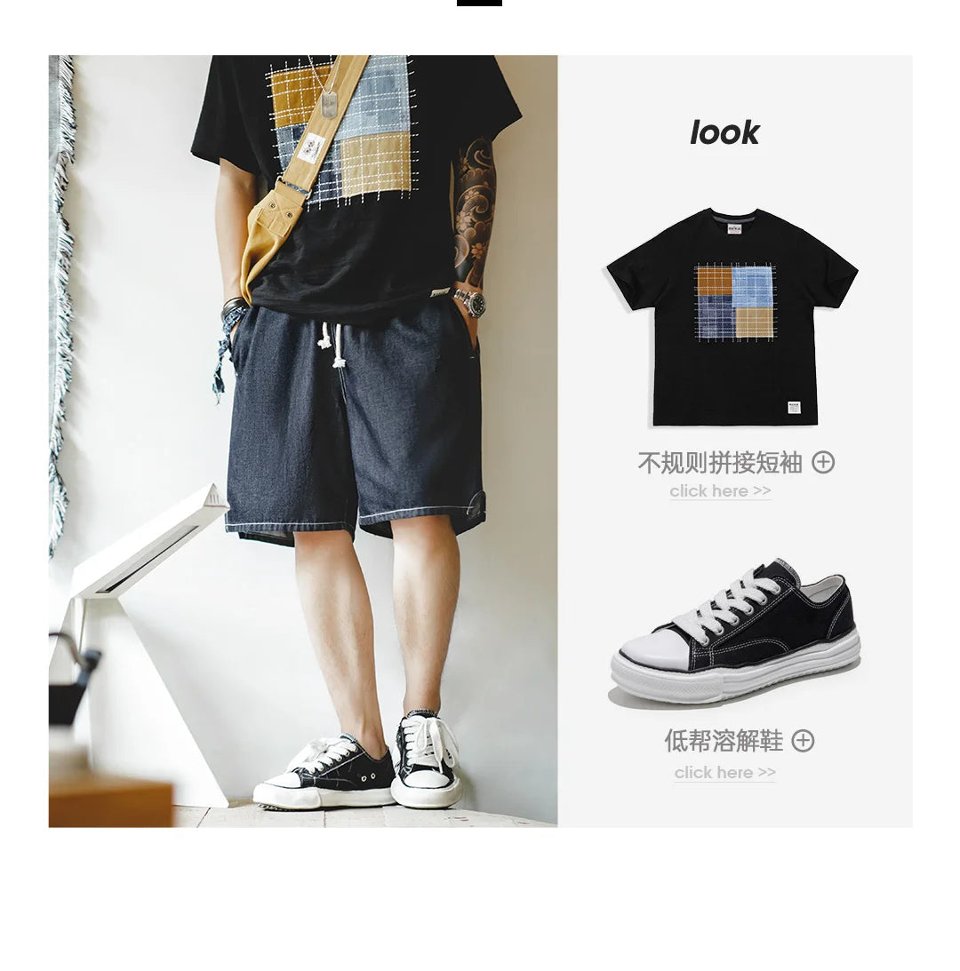 Herren Denim-Shorts im Vintage-Stil mit elastischer Taille für den Sommer