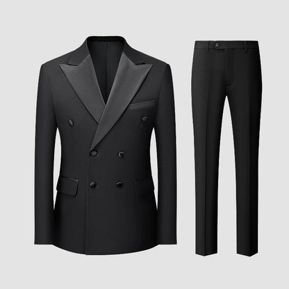 Lange Herren-Anzughose aus 50% Wolle, Slim Fit, tiefblau – ideal für Hochzeit, Büro und Alltag im Herbst und Frühling.