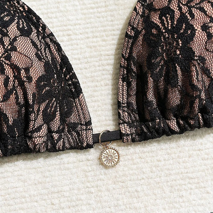 Dreiteiliger Damen-Bikini mit sexy Print und hoher Taille – ideal für Strand und Pool.