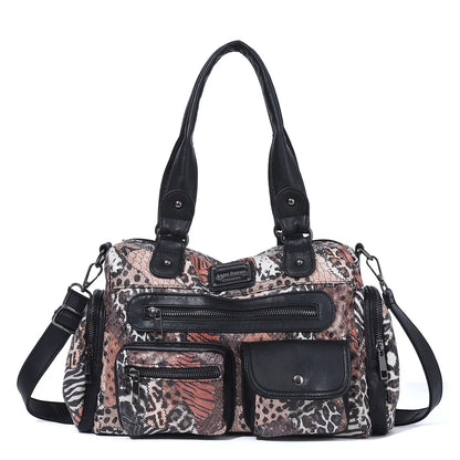 Damen-Satchel-Tasche Vintage-Schwarz Großes Fassungsvermögen Mit Abnehmbarem Tragegurt