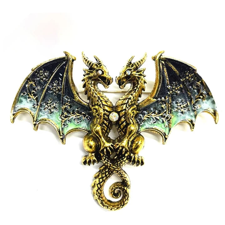 Brosche Drache Doppelkopf Tier Hochzeit Party Fliegend Damen Herren