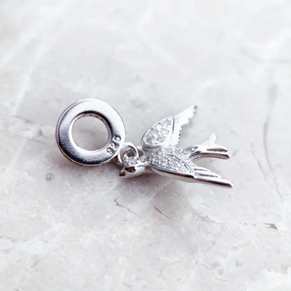 Damen-Charm-Anhänger Schwalbe Vogel Hoffnung Treue Sommer aus Sterlingsilber