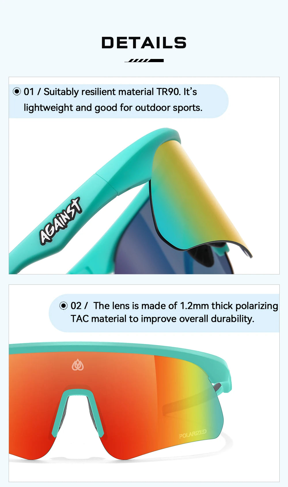 Sonnenbrille MTB Radfahren TR90 polarisiert rutschfest Bügel Unisex