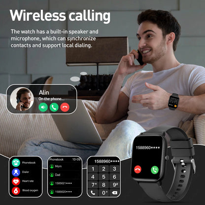 LIGE Für Android IOS 2025, neue Smart Uhr Für Männer Frauen Herzfrequenz Blutdruck Fitness Tracker Bluetooth Anruf Smartwatch mann