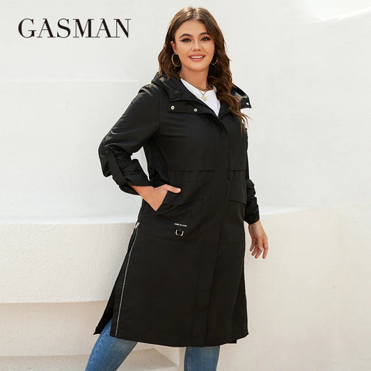 Kurze Damen-Frühlingsjacke mit Kapuze und Taschen – lässige, einfarbige Übergangsjacke für Frauen