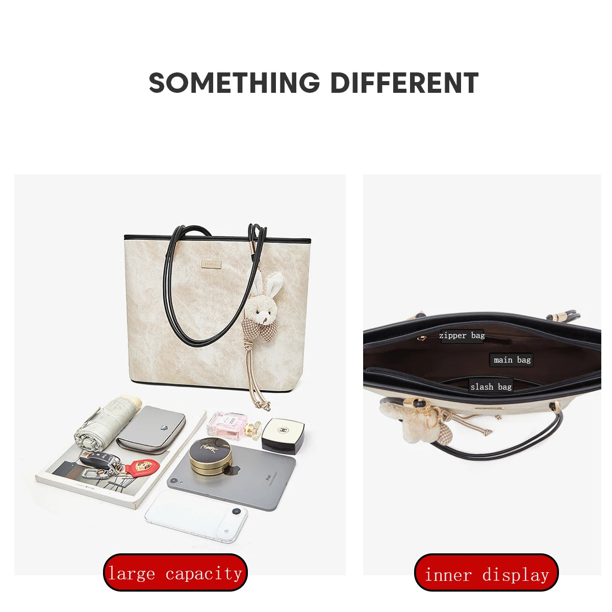 Damen Schultertasche Aus PVC-Leder Mit Reißverschluss Und Anhänger