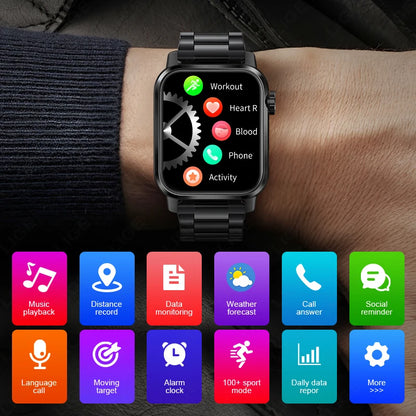 LIGE Sport Smart Uhr Männer 1,85 "LED Taschenlampe IP68 Wasserdichte Bluetooth Anruf Smartwatch Herzfrequenz Blut Sauerstoff Frauen Uhren
