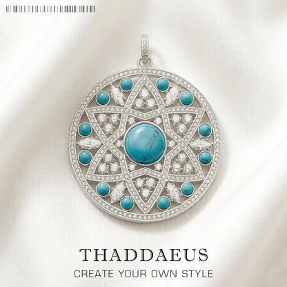 Damen-Charm-Anhänger blaues Ornament Glamour Seele aus Sterlingsilber