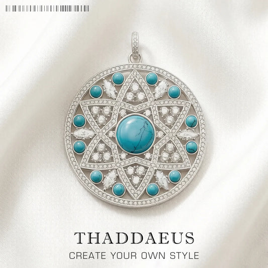 Damen-Charm-Anhänger blaues Ornament Glamour Seele aus Sterlingsilber