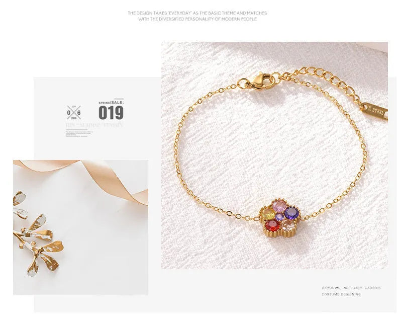 Damen-Armband mit bunten Zirkonia-Blüten