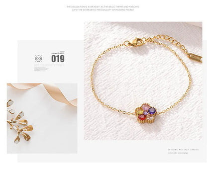 Damen-Armband mit bunten Zirkonia-Blüten