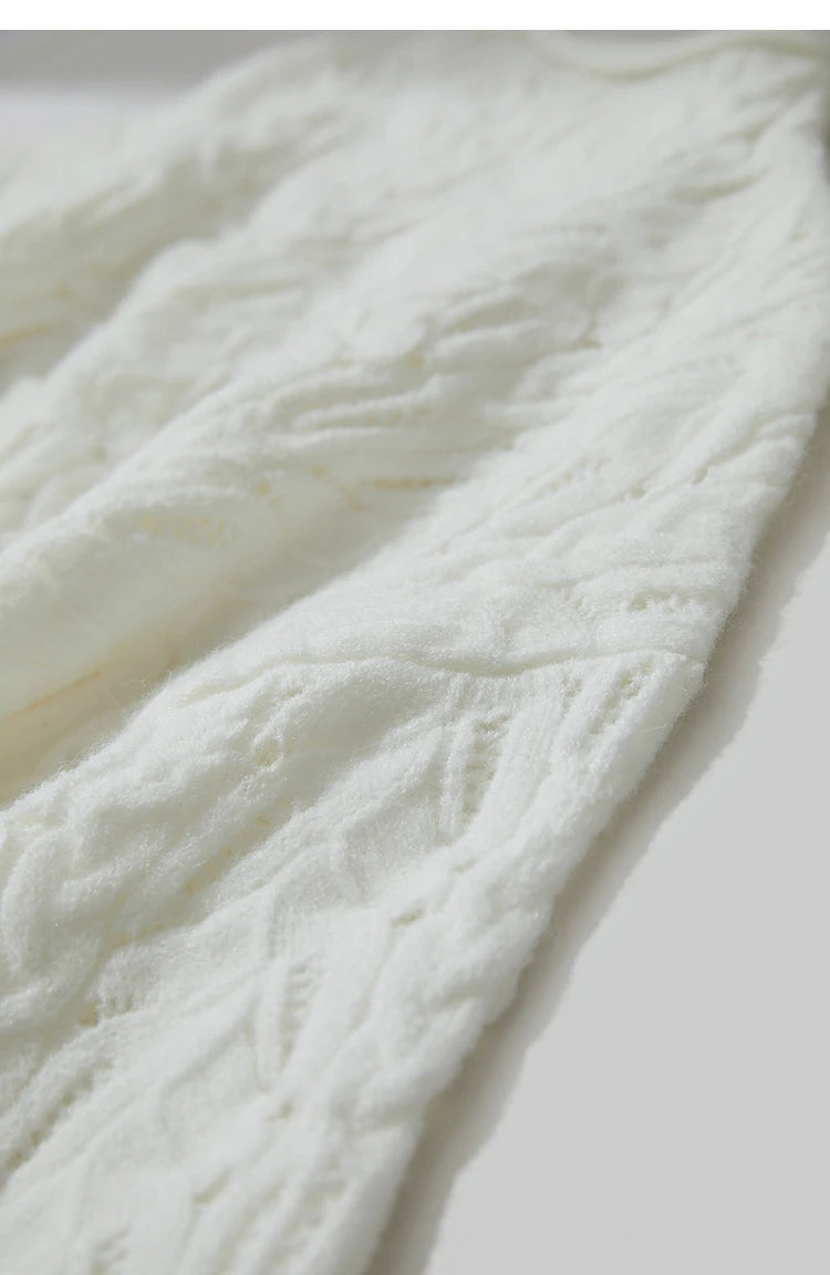 Damenpullover, weiß, strukturierter Strick mit Zopfmuster, Langarm