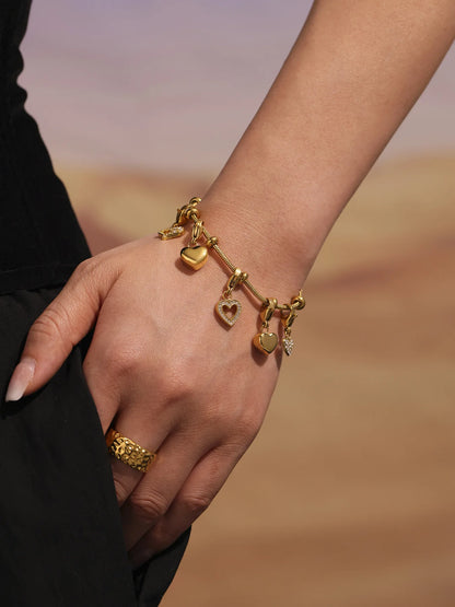 Damen-Charm-Armband mit Herz-Zirkonia
