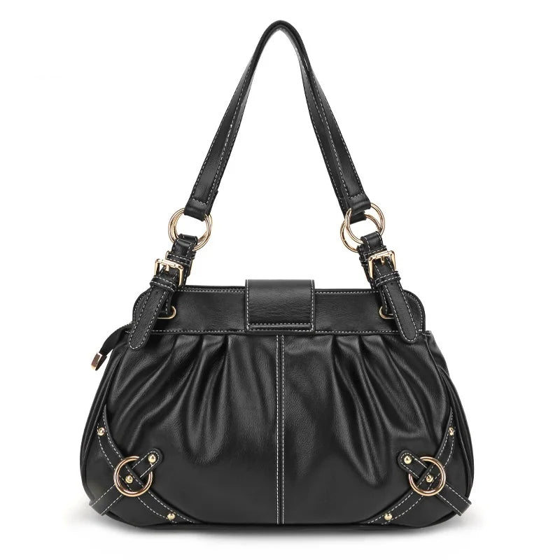 Damen-Schultertasche aus PU mit Reißverschluss Großes Fassungsvermögen und Innenfächern für Alltag