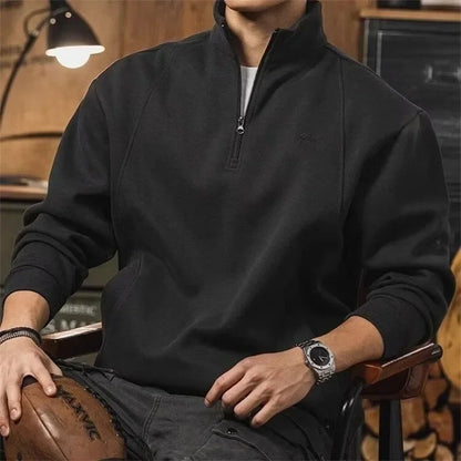 Herren Sweatshirt im Y2K Vintage-Stil mit halb durchgehendem Reißverschluss
