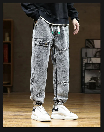 Herren Harem Jeans in Übergröße für Herbst und Winter mit zerrissenen Details