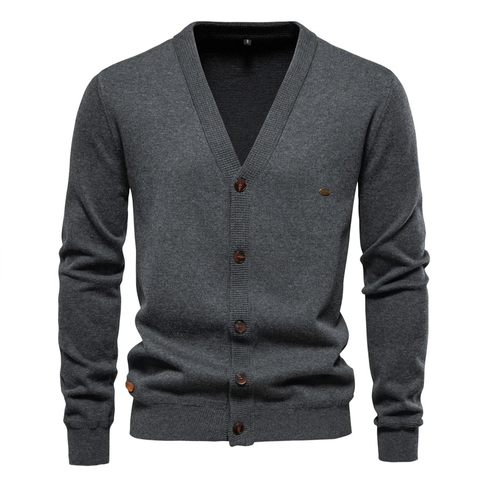 Herren Cardigan Sweater aus hochwertiger Baumwolle im lässigen einfarbigen Design