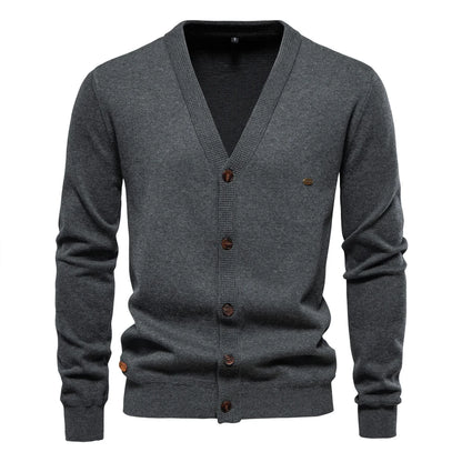 Herren Cardigan Sweater aus hochwertiger Baumwolle im lässigen einfarbigen Design