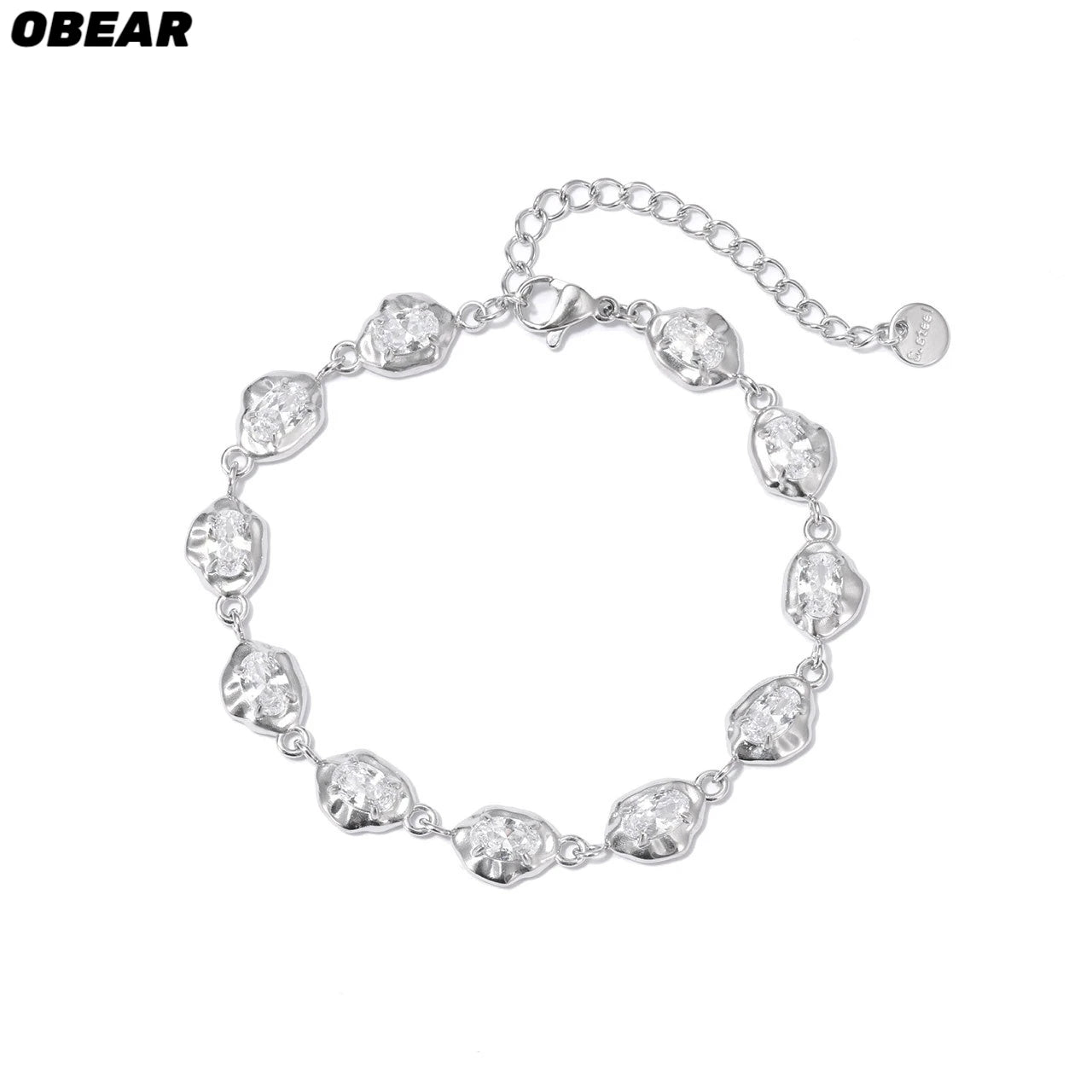 Damen-Gliederarmband mit Zirkonia aus Edelstahl