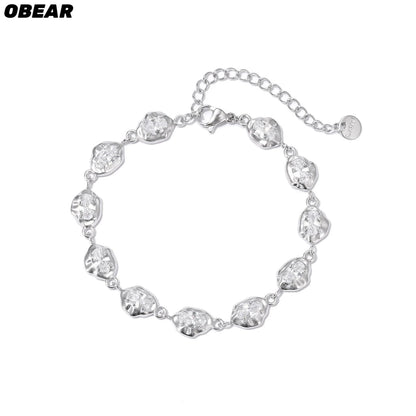 Damen-Gliederarmband mit Zirkonia aus Edelstahl