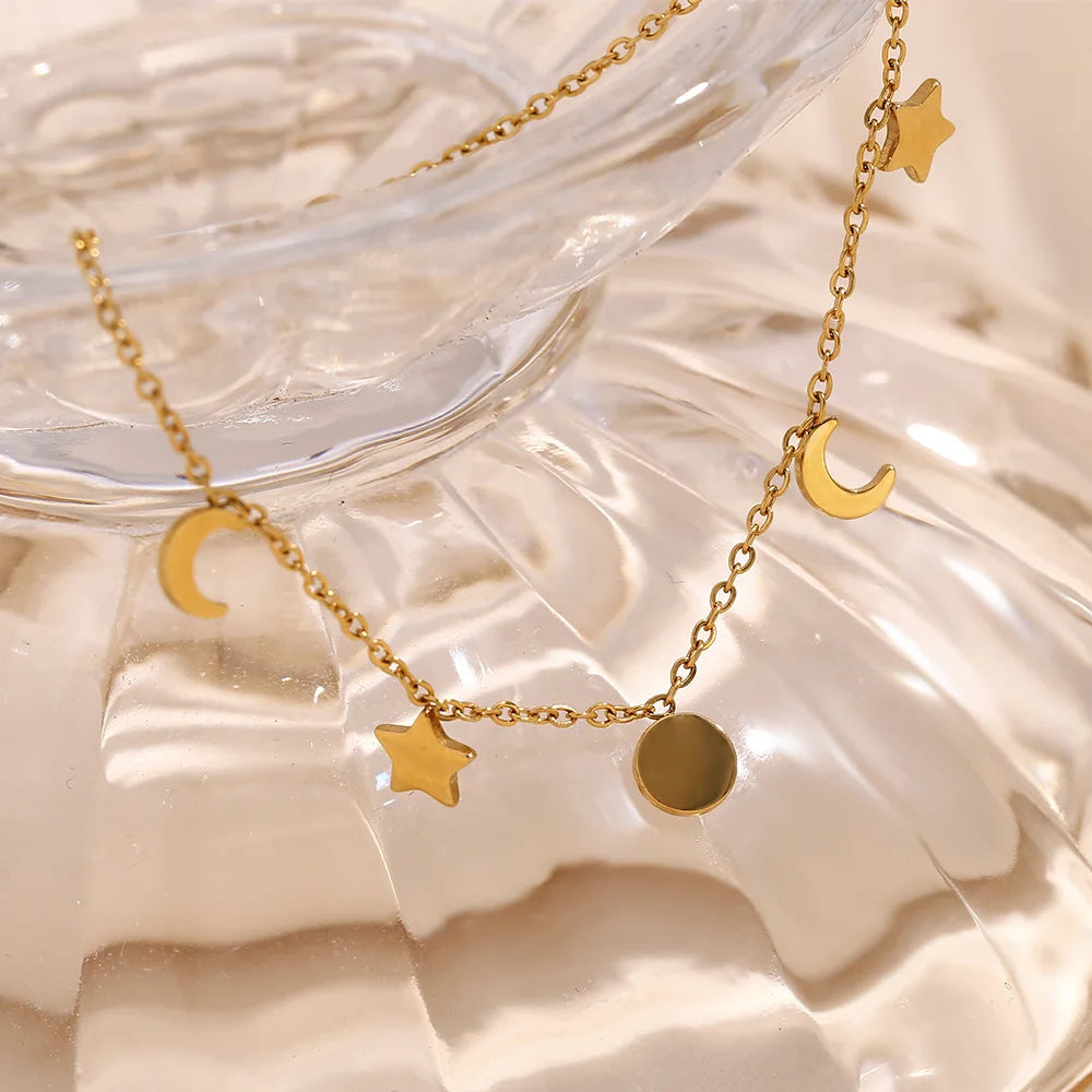 Damen-Armband mit Mond und Stern aus Edelstahl