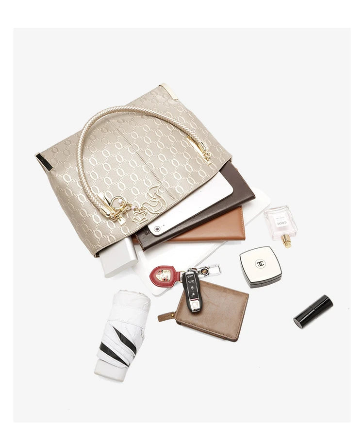 Damen Handtasche aus Split-Leder mit großer Kapazität
