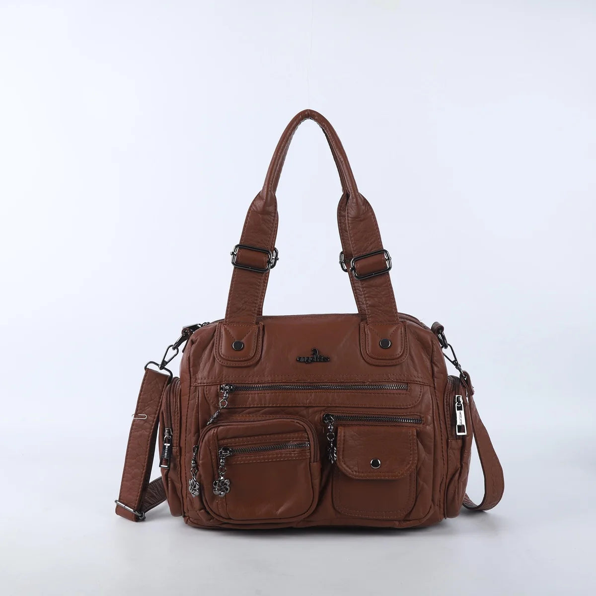 Damen-Satchel-Tasche Mit Top-Griff Und Reißverschluss Aus PU-Leder Mehrfach-Innenfächer