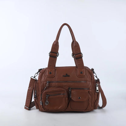 Damen-Satchel-Tasche Mit Top-Griff Und Reißverschluss Aus PU-Leder Mehrfach-Innenfächer