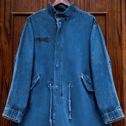 Retro M65 Denim Fischschwanz Trenchcoat – Stilvoller Lässiger Look