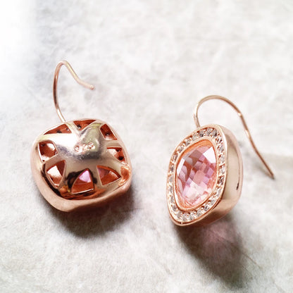 Damen-Ohrtropfen rosa quadratisch Cosmo Europa aus Sterlingsilber